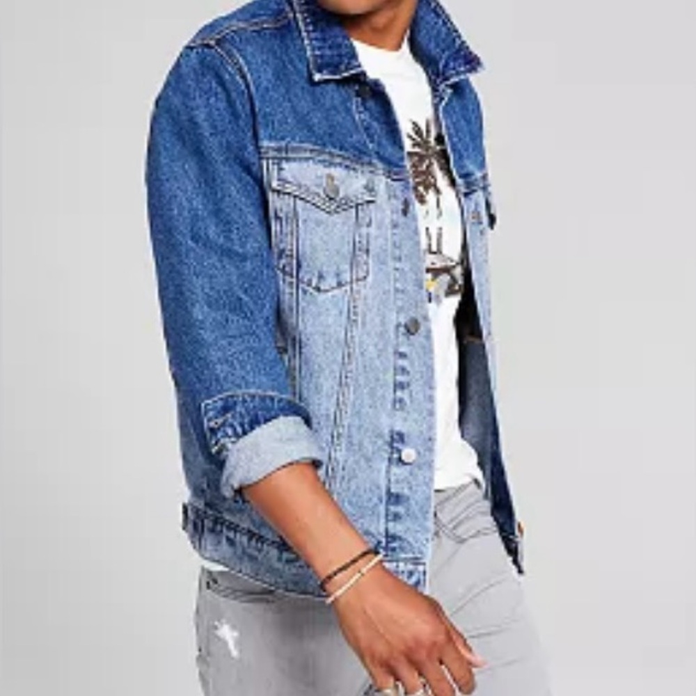 NWT Men's Two Tone Denim Jacket Size Large - Picture 2 of 9